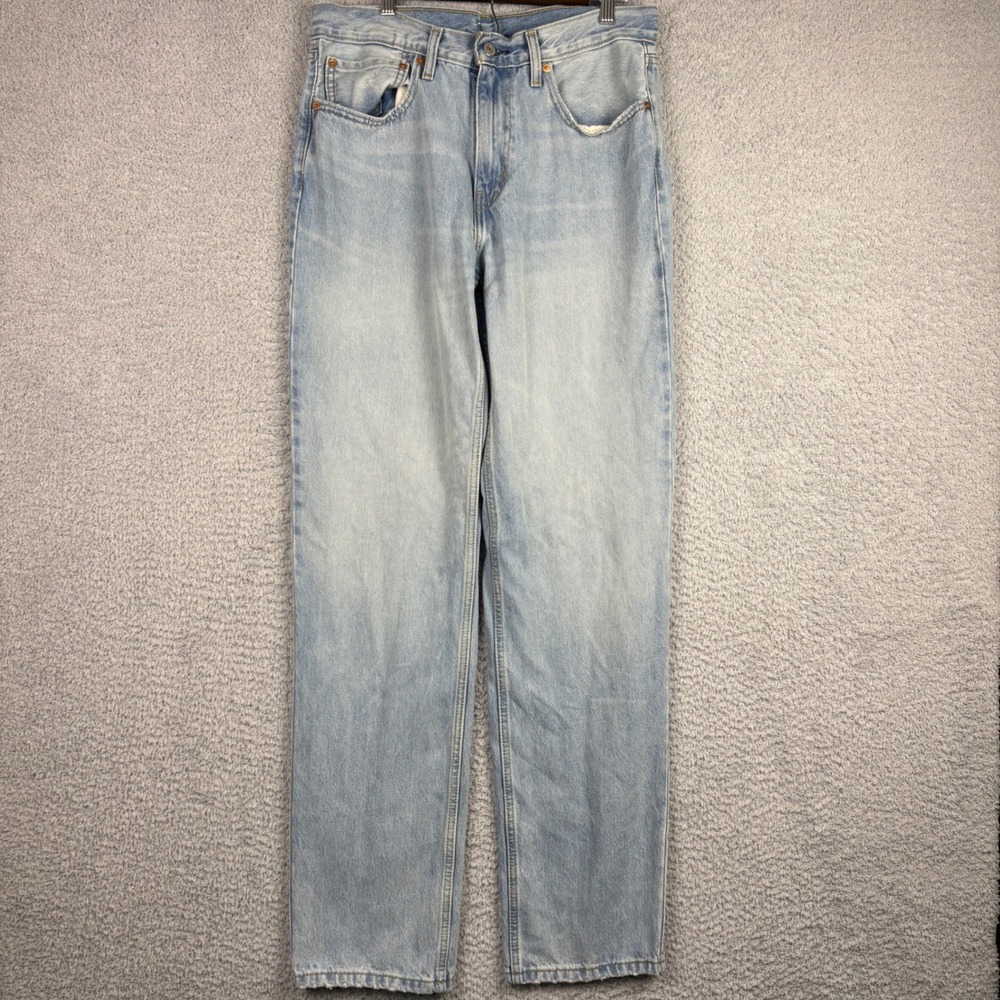Levis Jeans Mens 34x36 Blue 550 Relaxed Fit Tapered Leg Light Wash Denim Faded